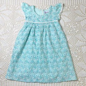 Hems and Frills Girls 6-7 Years Crystal Blue Embroidered Boutique Pinafore Dress